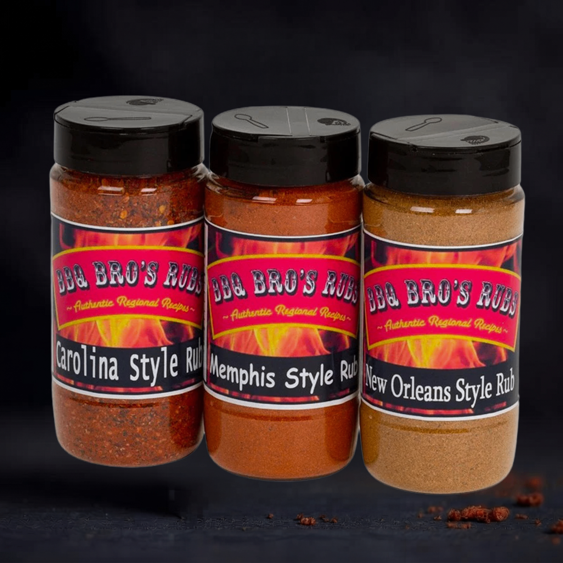 BBQ Bro's Rubs Trio Set — Carolina, Memphis, and New Orleans Style